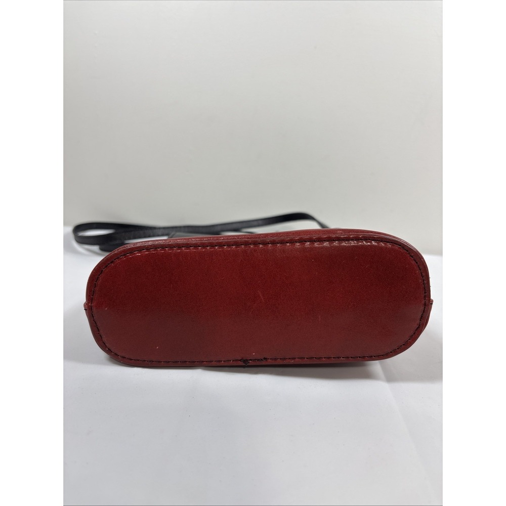 Vera Pelle Genuine Leather Made in Italy Colorblock Red/Black Crossbody Bag RARE - Picture 6 of 15